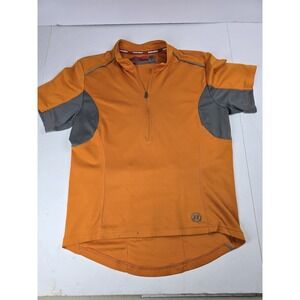Novara Shirt Mens Medium Orange Grey Half Zip Short Sleeve Cycling‎ Activewear